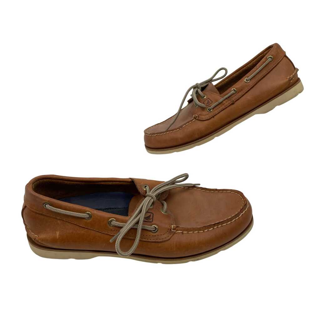 Sperry Brown Leather Lace-Up Boat Shoes | Men’s Size 10